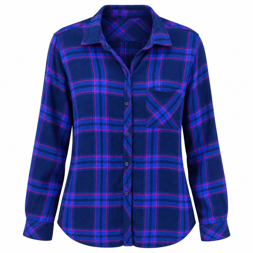 Rails Hunter Midnight Ultraviolet Plaid Rayon Button Down Shirt Small Women's